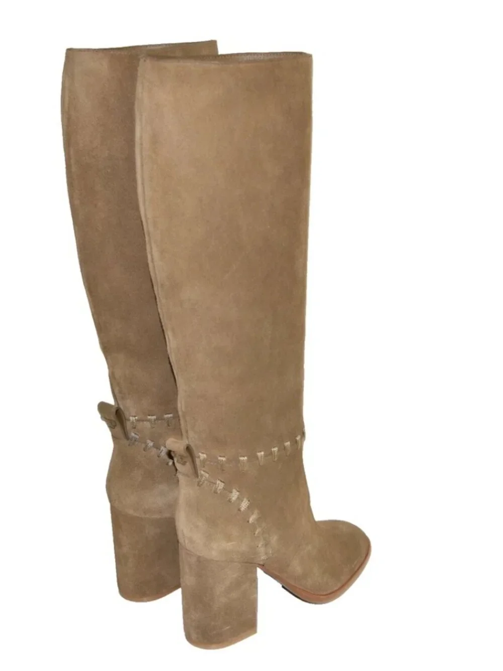 New Tory Burch Contraire Block Heel Suede Boot River Rock Brown Sz 5 DD19